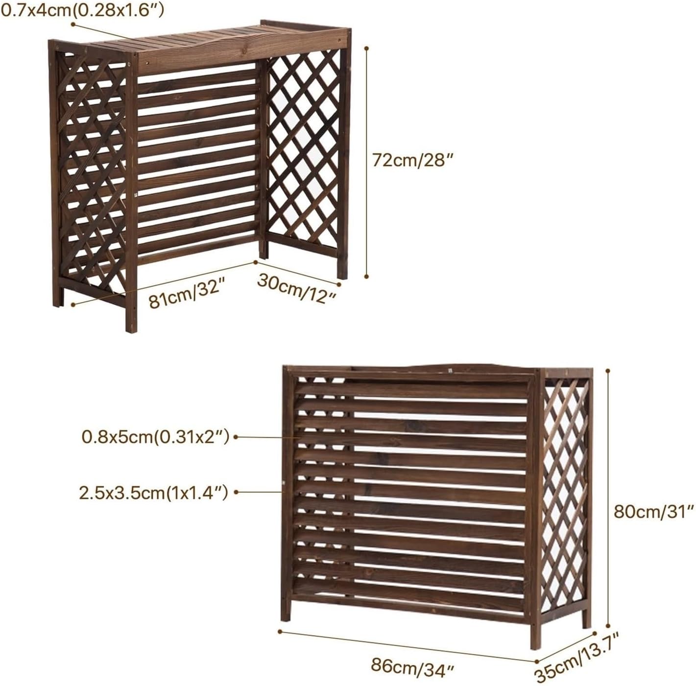GENERIC Housse En Bois Pour Climatiseur Extérieur, Cadre Imperméable Pour Climatiseur, Avec Volets Cachés, Facile à Installer, Protection Durable Pour Unités Extérieures