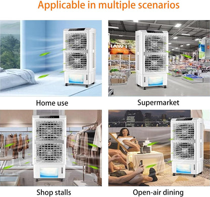 GENERIC Refroidisseur Par évaporation Portable, Refroidisseur D'air De Marais à 3 Vitesses Avec Roues Universelles Et Réservoir D'eau Pour Terrasse, Cour Et Utilisation En Usine