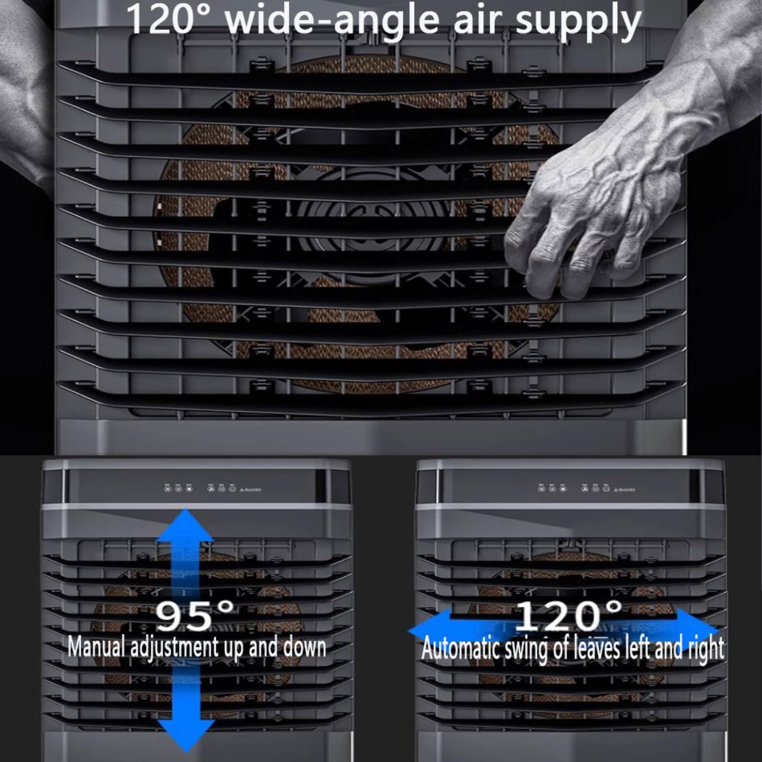 GENERIC Ventilateur De Refroidissement Portable Pour Climatiseur - 3 Réglages De Vitesse - Fonctionnement Silencieux De 36 DB - Oscillation à 120° - Pas De Tuyau Nécessaire Pour La Chambre Ou Le Camping