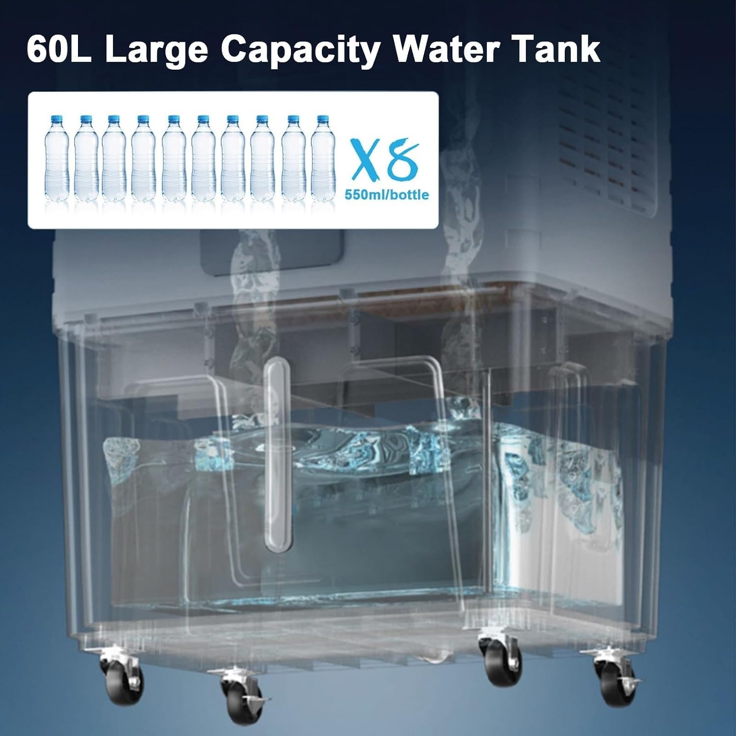 GENERIC Refroidisseur D'air Par évaporation, Réservoir D'eau De 60 L, Oscillation à 120°, 3 Modes Et Vitesses Du Vent – Refroidisseur De Marais Commercial Extérieur