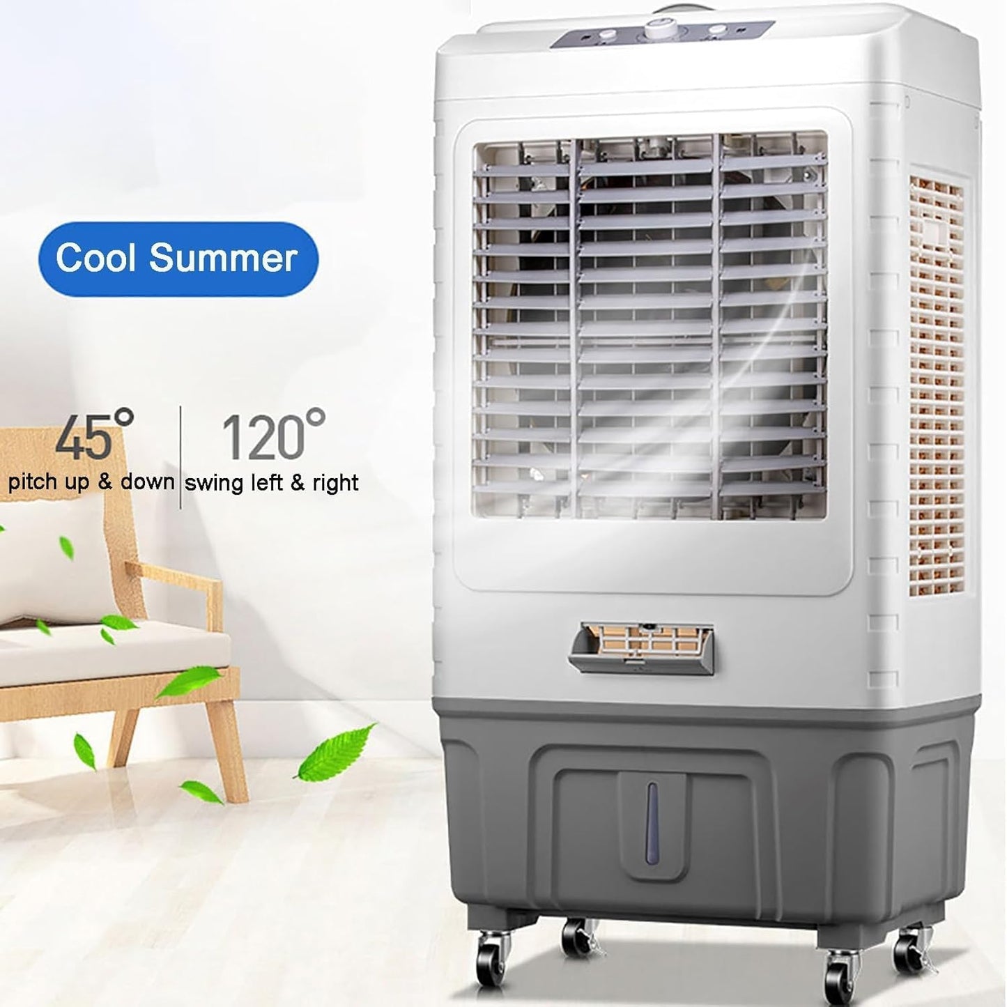 GENERIC Refroidisseur D'air Portable, Climatiseur Par évaporation 3 En 1, Léger, Faible Bruit, Persiennes Oscillantes, 3 Vitesses Du Vent, Grande Capacité Pour L'intérieur Et L'extérieur
