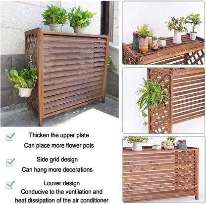 GENERIC Housse En Bois Pour Climatiseur Extérieur, Cadre Imperméable Pour Climatiseur, Avec Volets Cachés, Facile à Installer, Protection Durable Pour Unités Extérieures