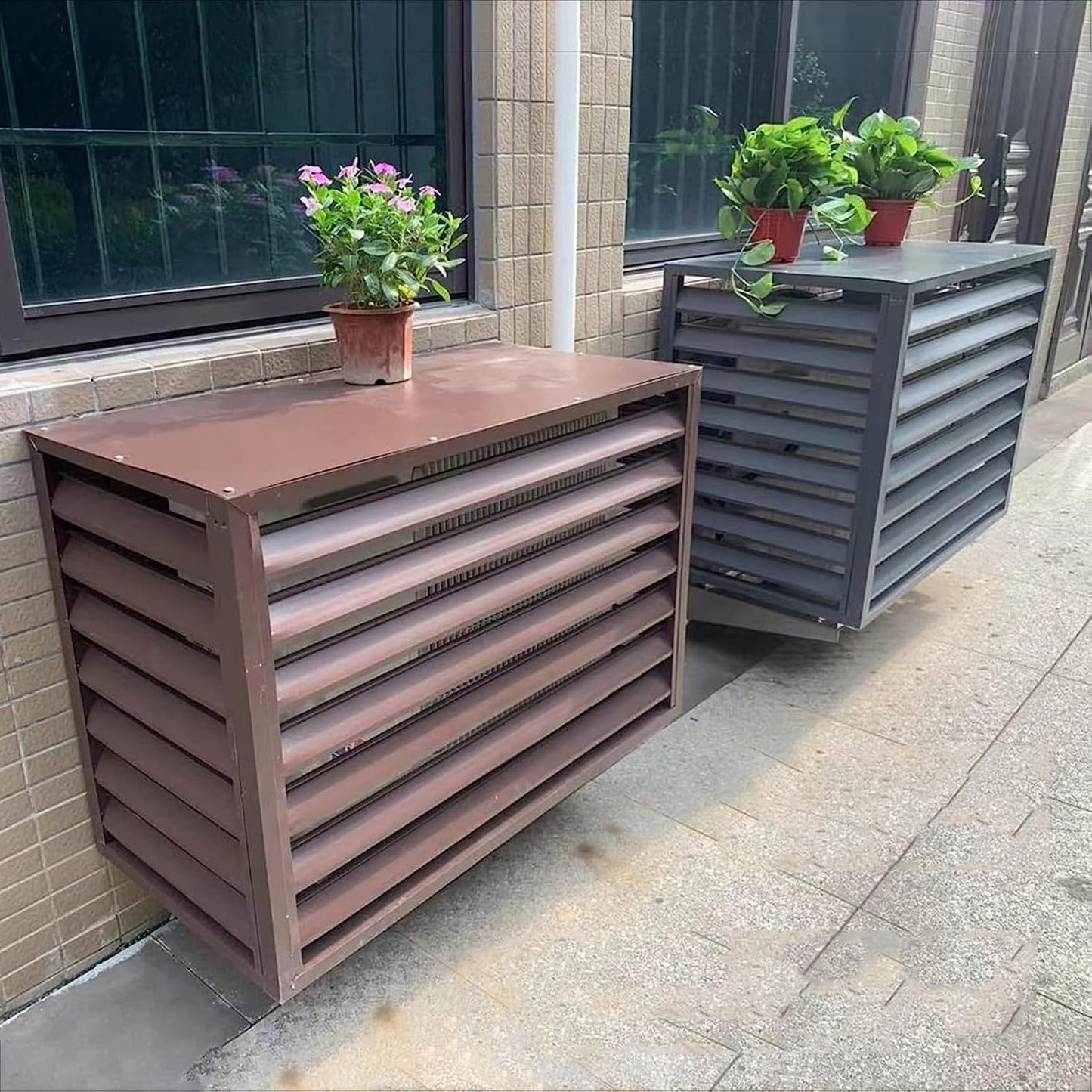 GENERIC Housse En Aluminium Pour Climatiseur Et Clôture D'intimité – Grille De Protection Extérieure Pour Condensateurs Et Pompes à Chaleur – Design Résistant Aux Intempéries