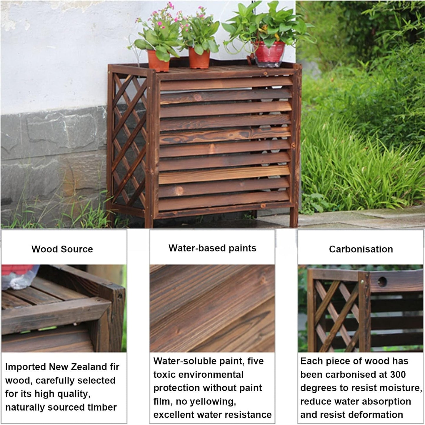 GENERIC Housse De Protection En Bois Pour Climatiseur Extérieur - Clôture En Maille - Résistante Aux Intempéries - Protection Pour Climatiseur Extérieur (taille)