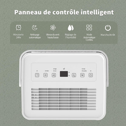  Uhome Déshumidificateur électrique, 12 L/24 H, Déshumidificateur D'ambiance 54 M³/18 M², Avec Arrêt Automatique, Capteur D'humidité, Mode Lavage Et Filtre à Charbon Actif, Tuyau D'arrosage