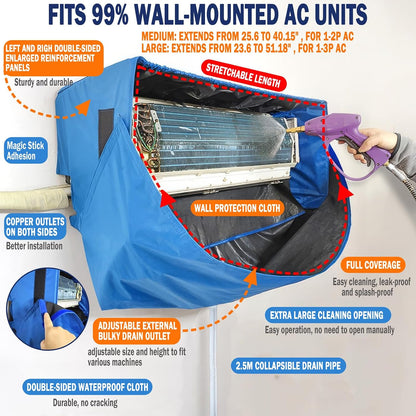  Kit Bâche Nettoyage Climatisation Mini Split, Couverture Complète Housse De Protection Étanche Pour Nettoyage Clim Mural Maison (Petite Taille)