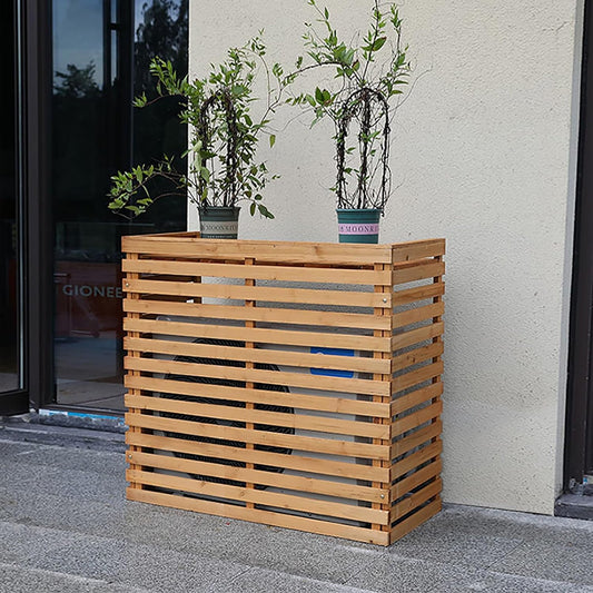  Housse En Bois Massif Pour Climatiseur – Support Extérieur Et Fleur Pour Climatiseurs Portables – Design Jaune élégant Pour Une Meilleure Esthétique Du Jardin