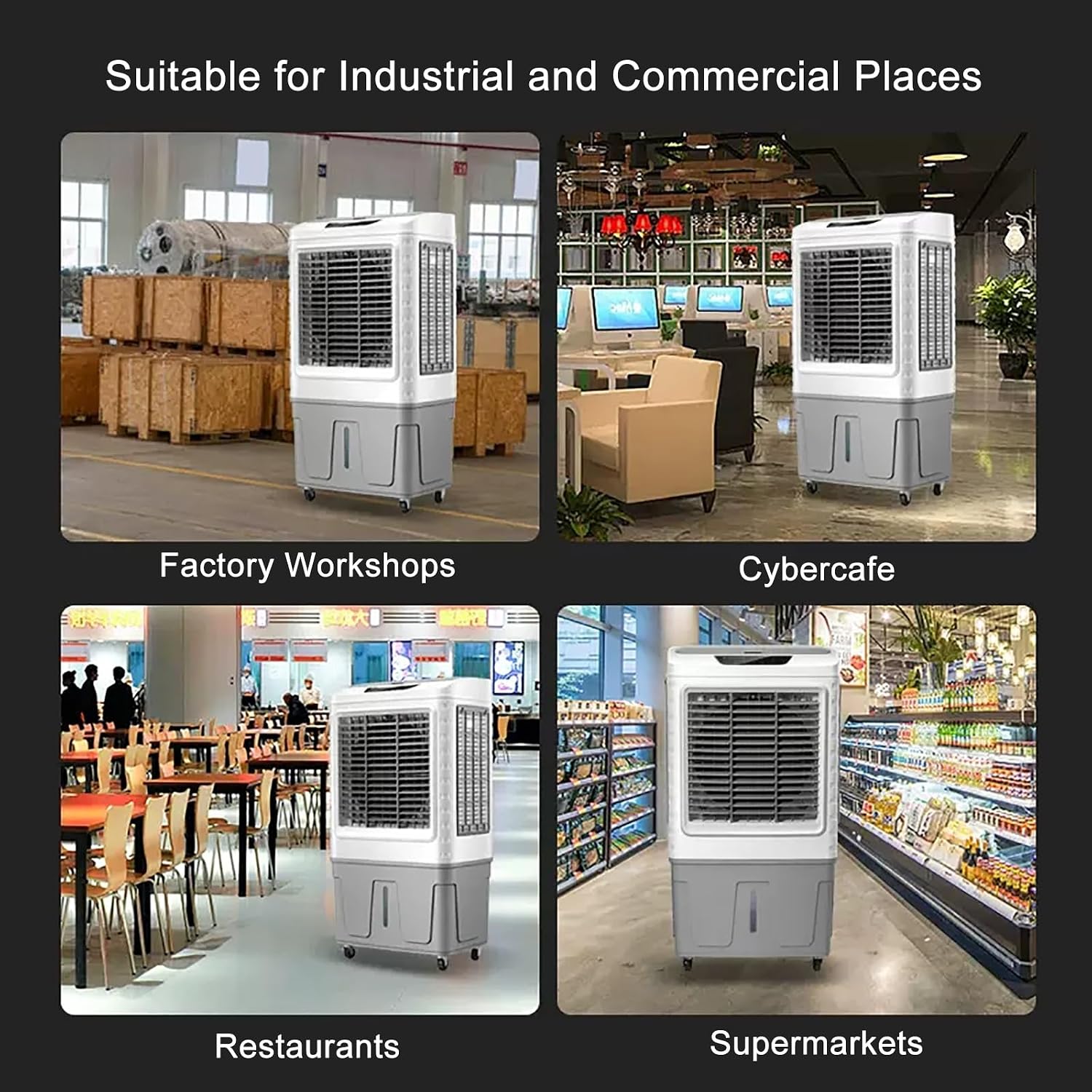  Climatiseur Portable 3 En 1, Refroidisseur D'air Par évaporation, Ventilateur D'extérieur, Oscillant à 120°, 3 Vitesses, Pour Patio, Garage, Industrie, Usage Commercial