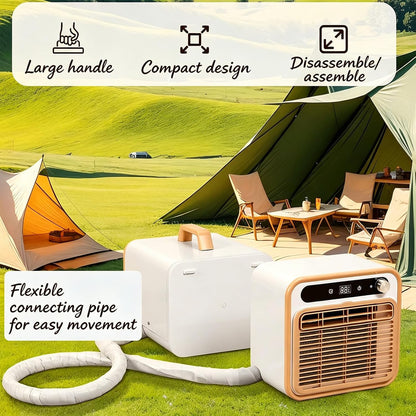 GENERIC Climatiseur Portable Sans Installation Pour Le Camping, Climatiseur Split 1500W Avec Tuyau De 2 M – Minuterie 12H Et Contrôle WiFi/télécommande, Climatiseur Pour Tente, Camion, Camping-Car, Garage