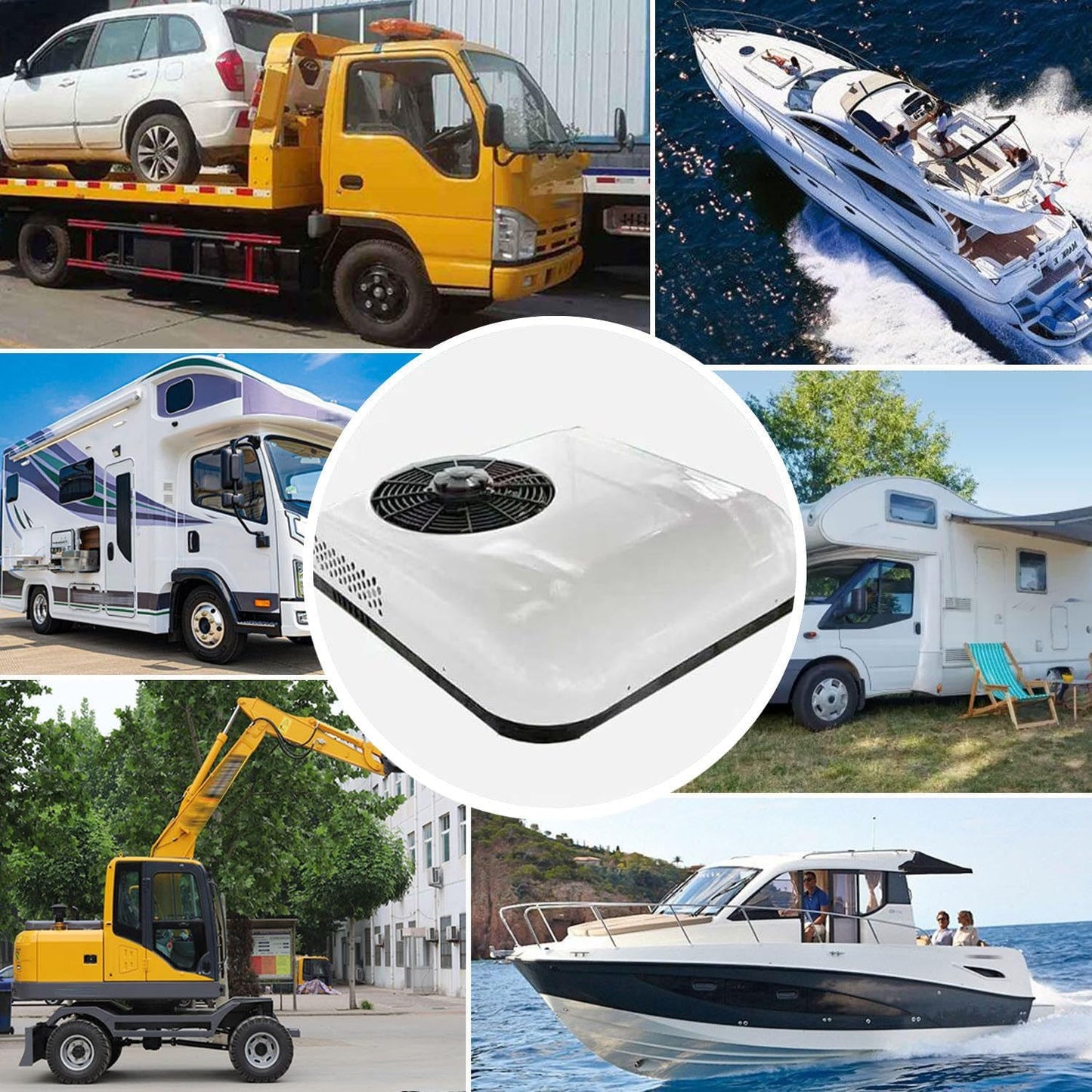 Climatiseur De Toit Avec Compresseur Scroll, Faible Niveau Sonore, Refroidissement De Stationnement 12V/24V Pour Camping-Cars, Camions, Fourgonnettes Et Remorques à Bateaux