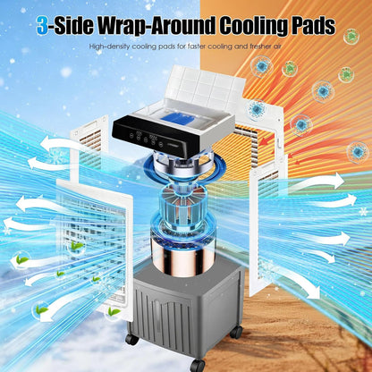 GENERIC Refroidisseur D'air Par évaporation, 3 100 CFM Avec 3 Modes, Vitesses Du Vent, Oscillation à 120°, Minuterie De 0 à 7,5 H, AC Portable Pour Terrasse, Garage, Utilisation Commerciale