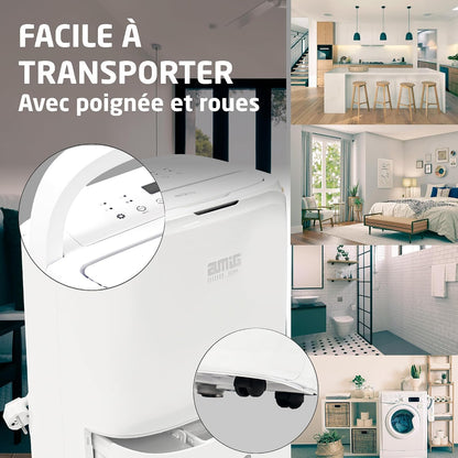  Amig – Déshumidificateur MIST - Capacité 25L/Jour - Régulation De L'humidité Et Minuterie - Réservoir D'eau Amovible 5,5L - 36x28x56 Cm - 370W - Couverture 170m³/h - Silencieux 46 DB - Séchage Linge