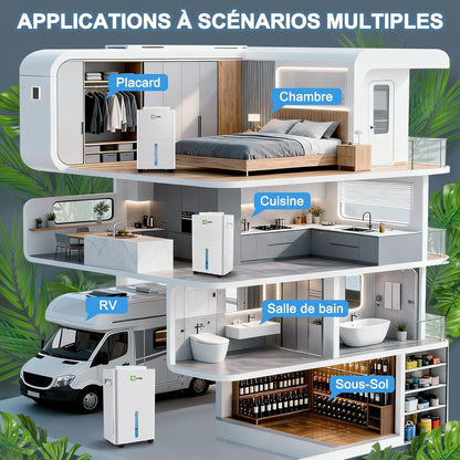  Deshumidificateur D Air 9L/Jour, Déshumidificateur Electrique, Minuterie 24H, Verrouillage Pour Enfants, Protection Anti Débordement, 60m³(25m²), Pour Maison, Appartement, Salle De Bain, Chambre, Cave
