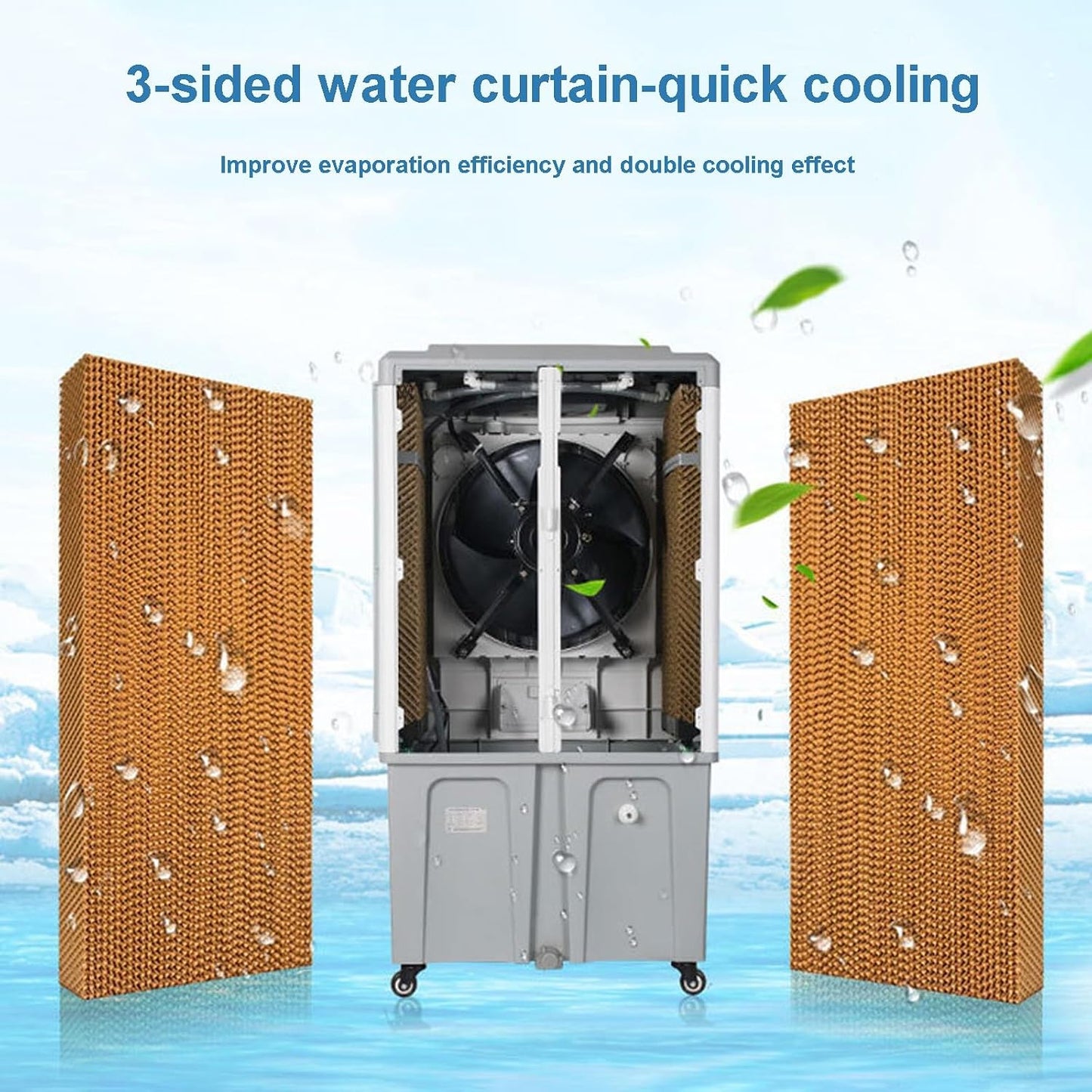  Refroidisseur D'air Par évaporation, Climatiseur Portable – Réservoir D'eau De 70 L Et Minuterie 12 Heures, Installation Facile, Ventilateur Refroidissement 3 En 1 For Garage, Terrasse, Sous-sol