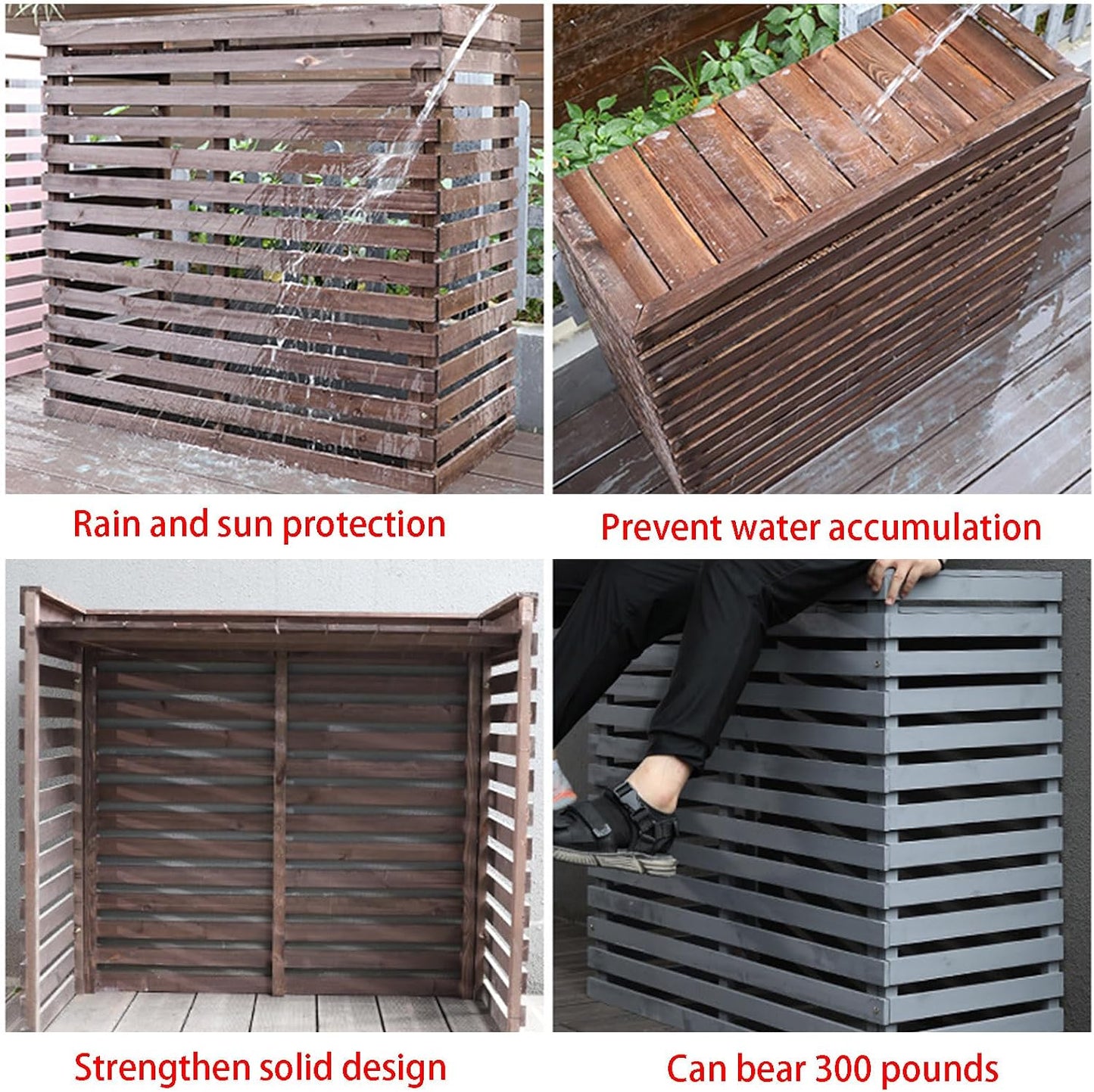 GENERIC Housse De Protection Pour Climatiseur Extérieur – Bouclier En Bois Robuste Pour Unité De Climatisation, Clôture D'intimité Intérieure Et Extérieure Pour Climatisation, Protection Contre Les