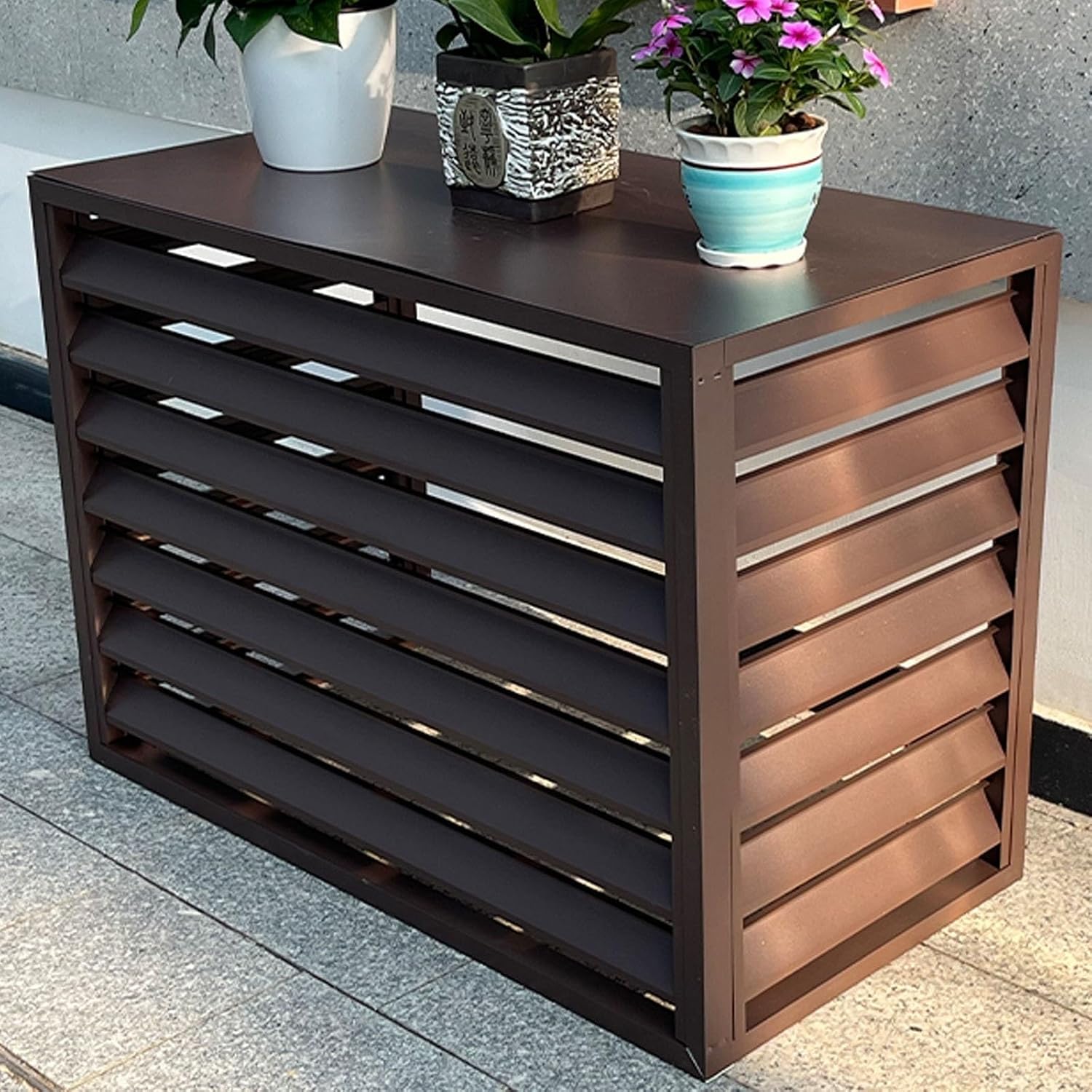 GENERIC Housse De Protection En Aluminium Pour Mini Climatiseurs Séparés, Protection De Pompe à Chaleur Extérieure, Clôture Marron élégante Pour Dissimuler La Climatisation Intérieur/extérieur, Design