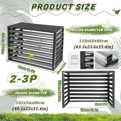 GENERIC Housse De Protection Pour Climatiseur D'extérieur En Aluminium – Écran De Clôture AC Résistant Aux Intempéries Et Bouclier De Protection Contre Le Condensateur – Assemblage Facile – Ajustement