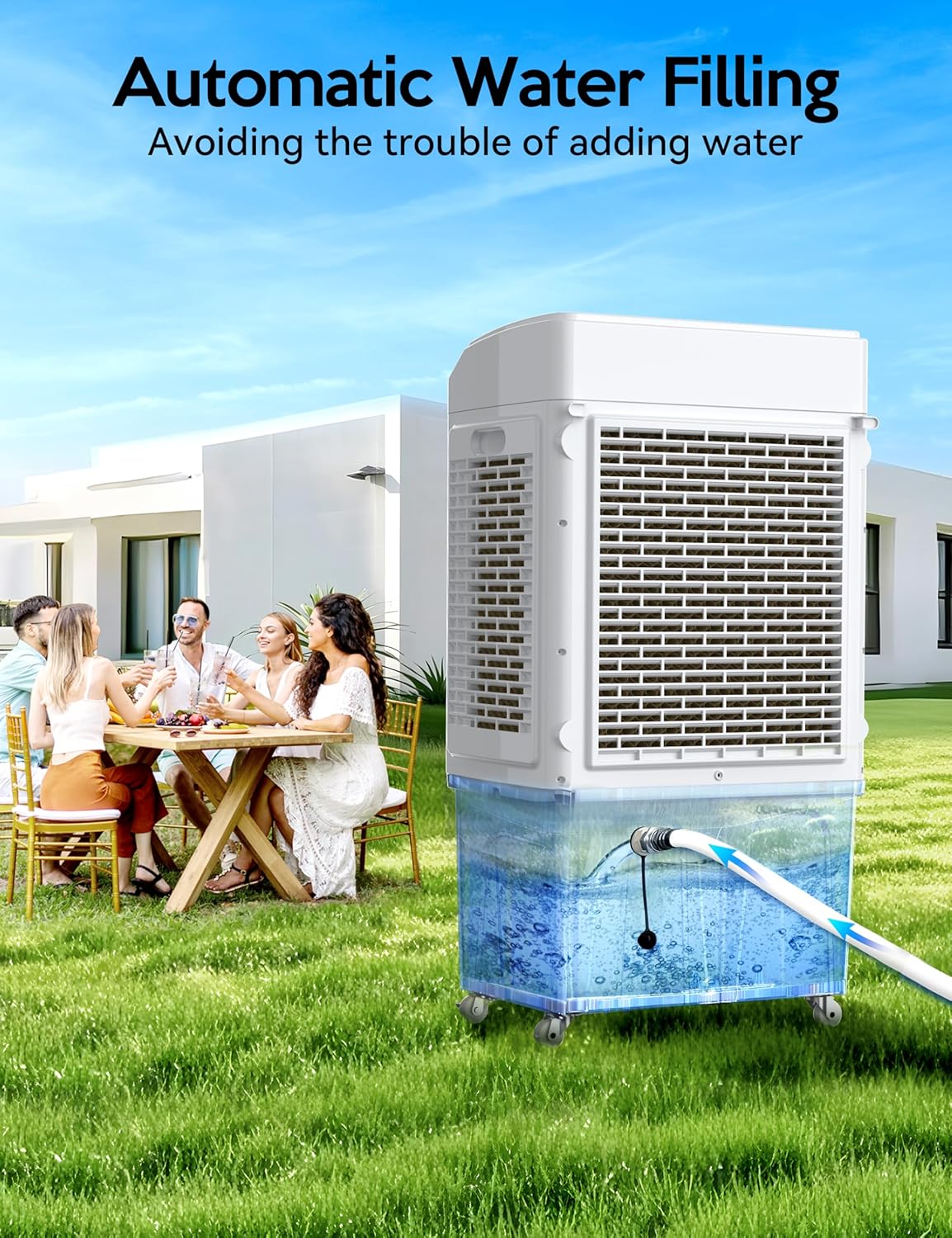  VAGKRI Refroidisseur D'air Par évaporation De 88,9 Cm, Refroidisseur De Marais De 2 800 CFM, Refroidisseur D'air D'oscillation De 120° Avec Télécommande, Minuterie 24 H, 3 Modes Et Vitesses Du Vent